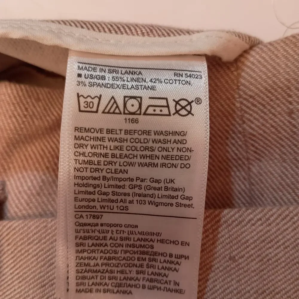 Banana Republic Linen Blend Pants High Waisted Sash Belt Front Pockets Ladies 10